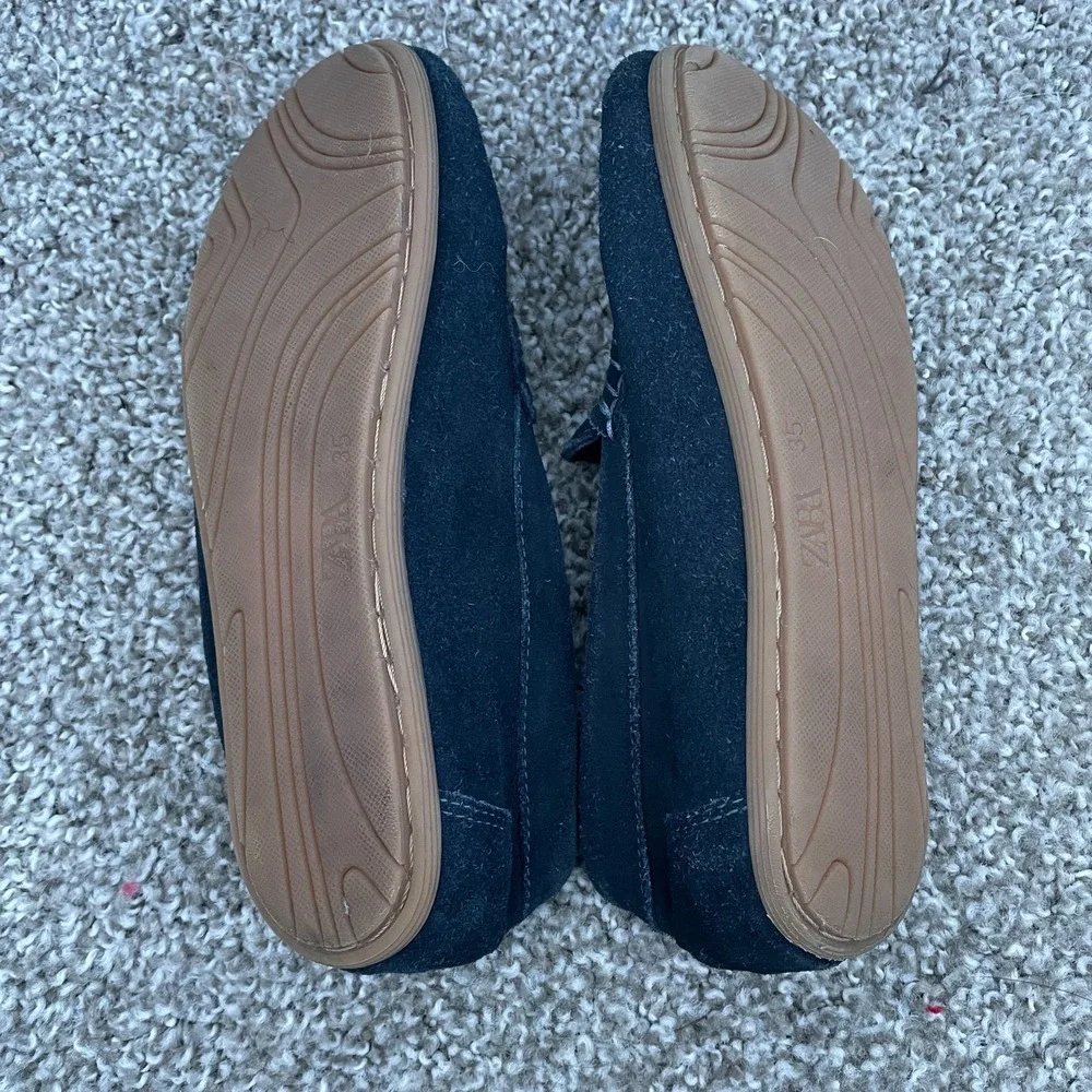 Zara Kids Navy Blue Loafers Size 35 US 4 Suede Moccasins Slip On Unisex